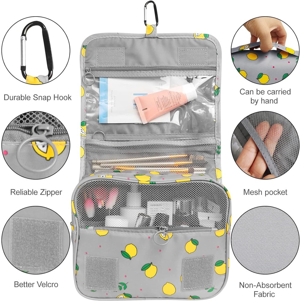 Lemon & Grey Multifunction Cosmetic Make Up Hanging Organizer Bag for Women - Picture 3 of 5